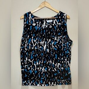 Calvin Klein Women's Abstract Black and Blue Blouse